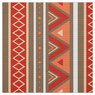 Tissu Géométrique, Taupe et Orange du Sud-Ouest moderne