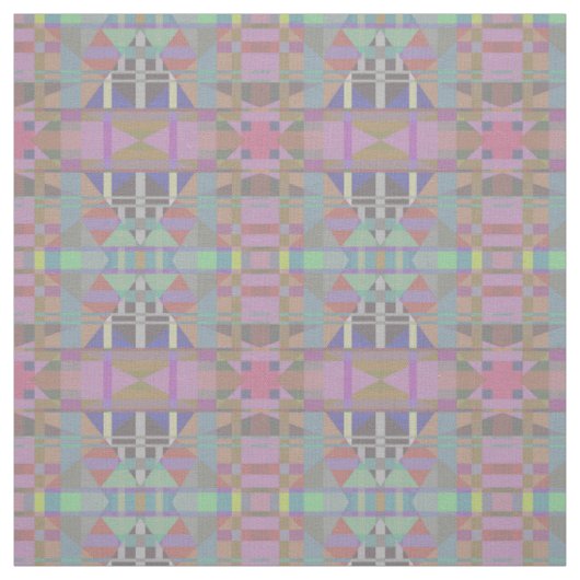 Tissu Géométrique vert violet rose (Échantillon)