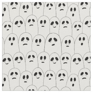 Tissu Ghosts d'Halloween blanc mignon à motif