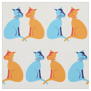 Tissu Ginger cat et blue cat