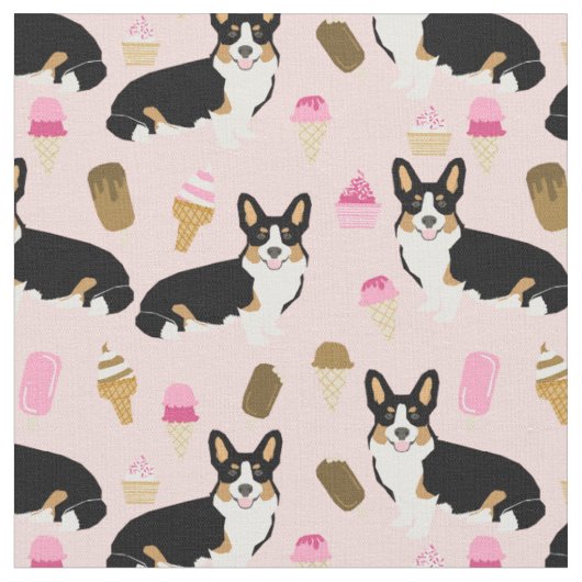 Tissu Glace rose Tri Corgi (Fermer)