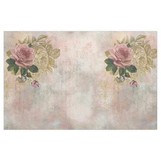 Tissu Glam Steampunk | Rose rose et or Rustique Floral (Fat Quarter)
