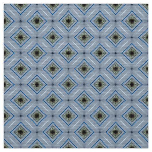 Tissu Glitch2 Bleu Style Design Tile Motif Fabric (Échantillon)