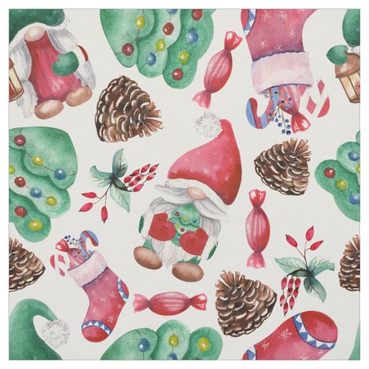 Tissu Gnomes de Noël adorables (Échantillon)