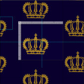 Tissu Gold Crown. Vintage.Bleu (Carreau)