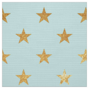 Tissu Gold Metallic Foil Star Stars Turquoise Aqua Moder