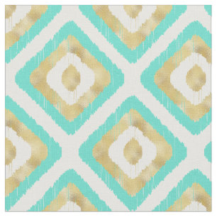 Tissu Gold & Turquoise Chic Ikat Motif
