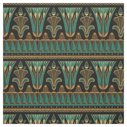 Tissu Gold Turquoise et Art déco noir (Échantillon)