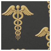 Tissu Golden Double Snake Caduceus (Fermer)