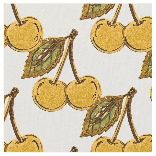Tissu Golden Metallic Cherries Pattern (Fermer)