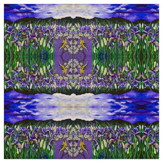 Tissu Goldfinch dans Iris Fields (Échantillon)