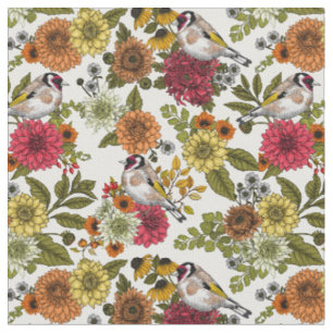Tissu Goldfinches dans le jardin