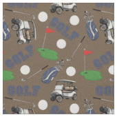 Tissu Gone Golfing sur Brown (Fermer)