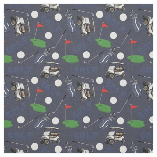 Tissu Gone Golfing sur Grey-Blue (Échantillon)