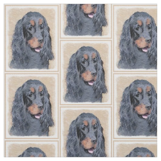 Tissu Gordon Setter Peinture - Joli art original chien (Échantillon)
