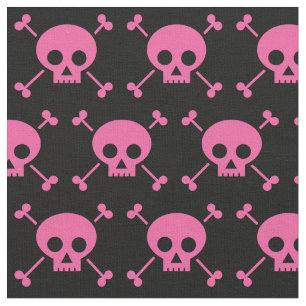 Tissu Goth Girl Pink Black Skuls Motif Cool