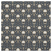 Tissu Goth Skuls avec Floral Bleu (Échantillon)