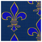 Tissu Grand bleu-foncé et or Fleur de lis Pattern (Fermer)