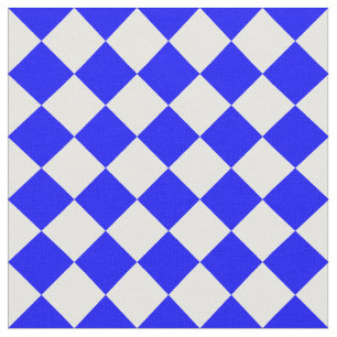 Tissu Grand Checkered de Diag - blanc et bleu