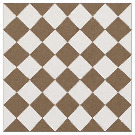 Tissu Grand Checkered de Diag - brun blanc et foncé (Fermer)