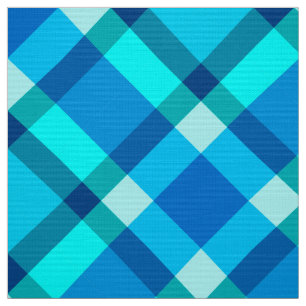Tissu Grand Plaid Biais, Bleu Cobalt, Aqua & Turquoise