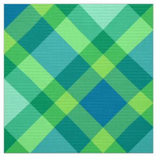 Tissu Grand Plaid Bias, Jade Green & Turquoise