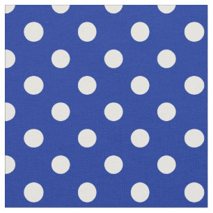 Tissu Grand pois - blanc sur le bleu impérial