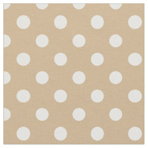 Tissu Grand pois - blanc sur Tan