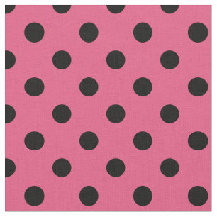Tissu Grand pois - noir sur le rose foncé