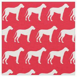 Tissu Grande Danse Chien Silhouette Animal Rouge