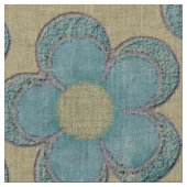 Tissu Grandes fleurs texturées (jaune/turquoise) (Fermer)