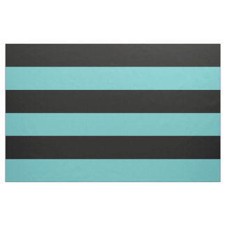 Tissu Grandes rayures noires et turquoises
