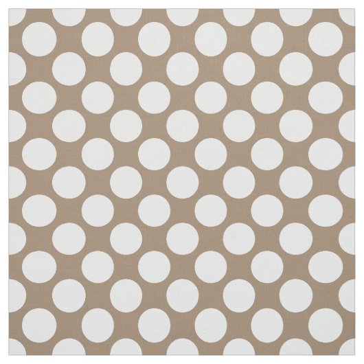 Tissu Grands rétros points - blanc et taupe bronzages (Échantillon)