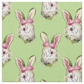 Tissu Graphique de lapin de Pâques avec cabot rose (fermé)