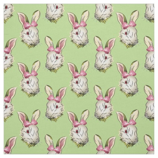 Tissu Graphique de lapin de Pâques avec cabot rose (Échantillon)