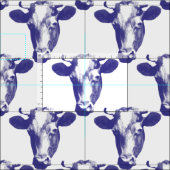 Tissu Graphique de vaches d'art pop violet (Carreau)