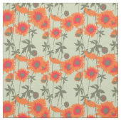 Tissu Graphisme floral orangé (Échantillon)