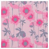 Tissu Graphisme floral rose pavot (Fermer)