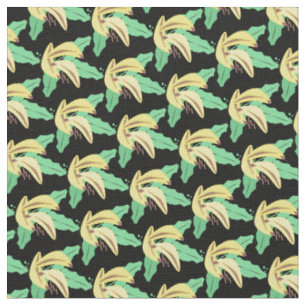 Tissu Grappes de bananes Rétro Tropical Jaune Noir