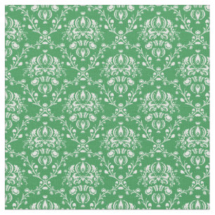 Tissu Grass vert et blanc Damas