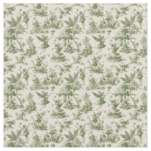 Tissu Green Forest fairies Toile de Jouy Pattern (Fermer)