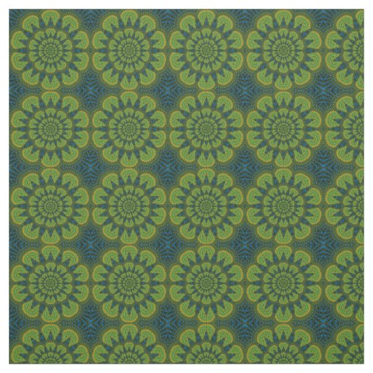Tissu Green Navy Blue Modern Ethnic Textile Tribal Impri (Échantillon)