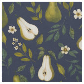 Tissu Green Pear Watercolor Pattern on Dark Blue  (Fermer)