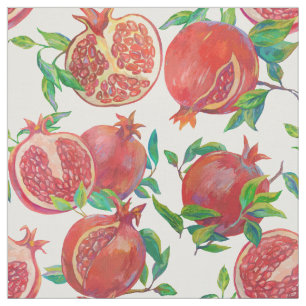 Tissu Grenade juteuse aux feuilles