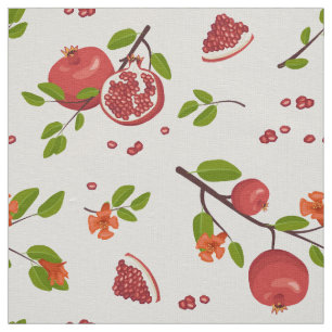 Tissu Grenade sur lin blanc ou polyester