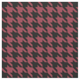 Tissu Grenat et pied-de-poule noir