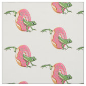 Tissu Grenouille avec beigne glacée rose (Échantillon)