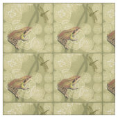 Tissu Grenouille et libellule sur des nénuphars (Échantillon)