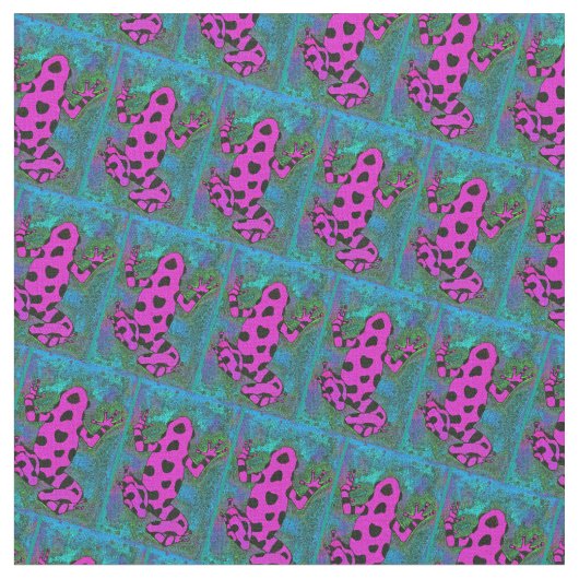Tissu Grenouille rose chaude avec points noirs (Fermer)
