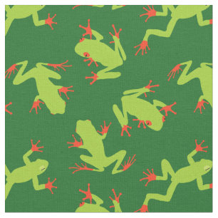 Tissu Grenouille verte à motif